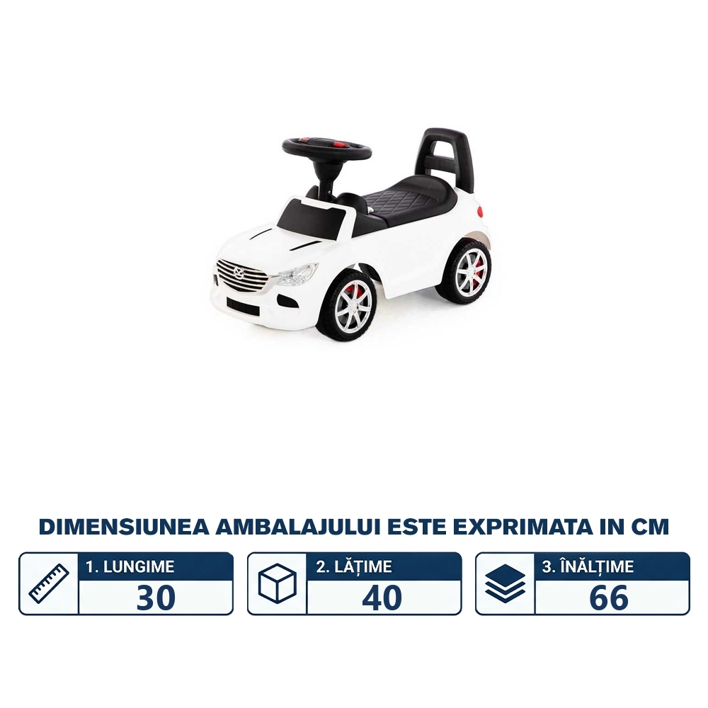 Masinuta - Supercar, alba, fara pedale, 66x28.5x30 cm, Polesie - imagine 2