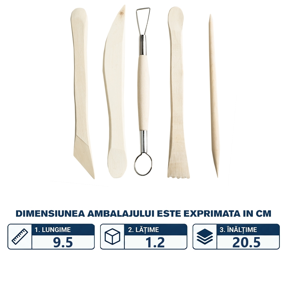 Unelte modelaj plastilina, 5 buc/set - imagine 2