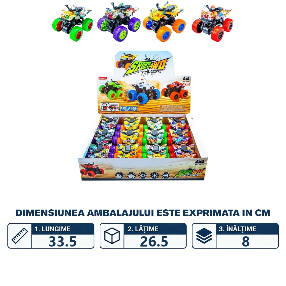 ATV-uri cu frictiune, 8.8x8.2x7.8 cm, 12 buc/set - imagine 2