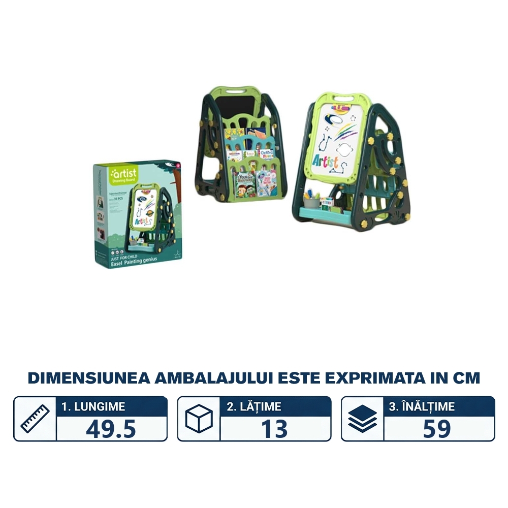 Tablita plastic pentru scris/desen cu suport carti, baieti, 39.5x43.5x72 cm - imagine 2