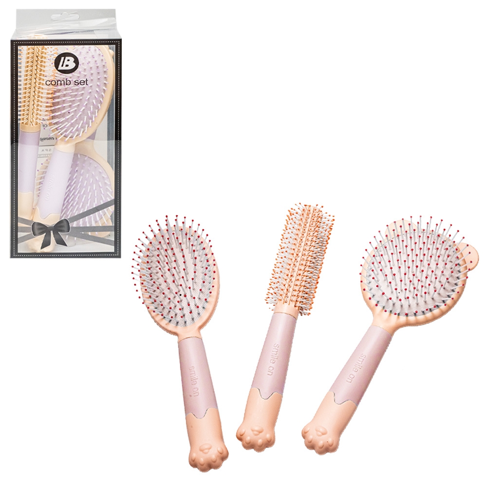 Perii de par, in cutie plastic, 3 buc/set - imagine 3
