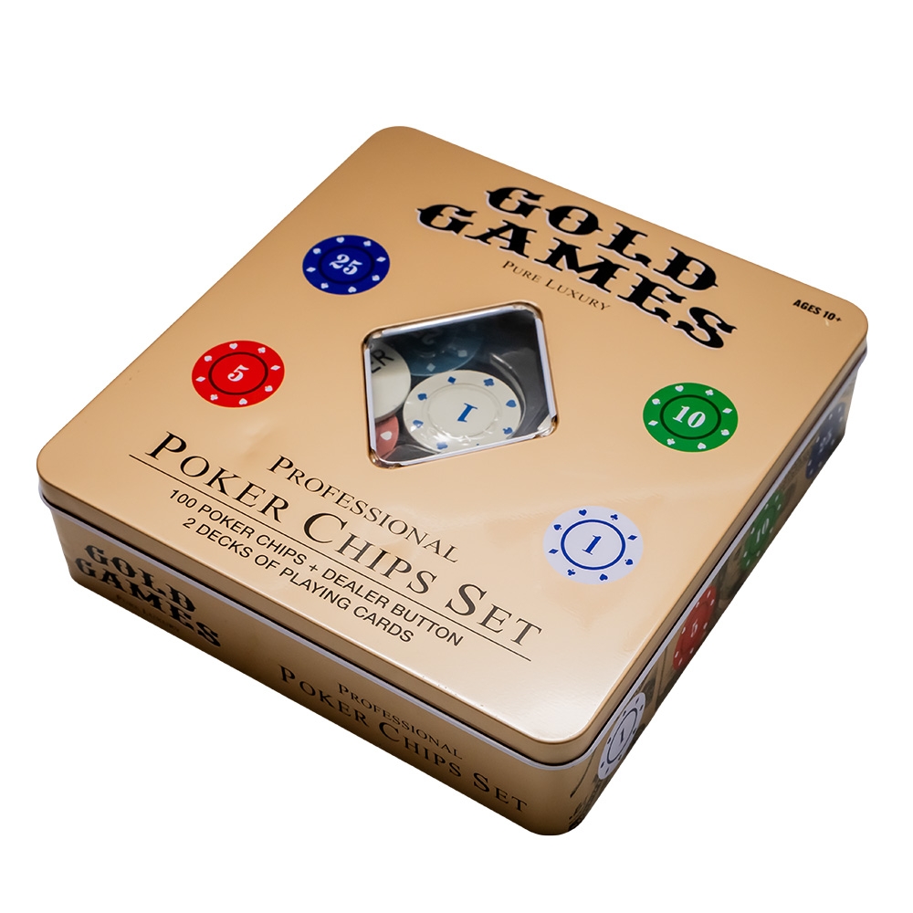Set poker: Carti + jetoane, in cutie metal - imagine 3