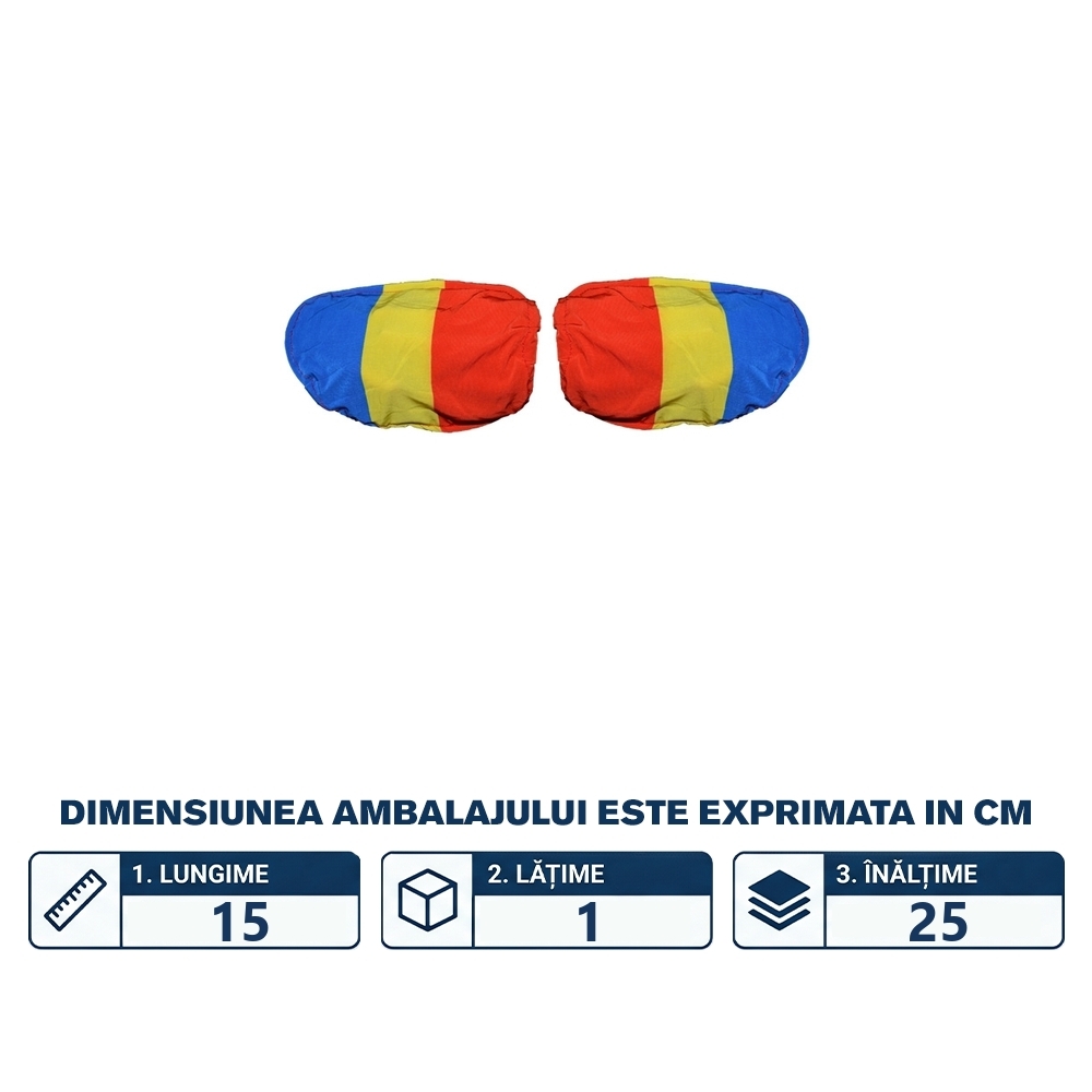 Huse tricolore pentru oglinzi de masina - Set 2 - imagine 2