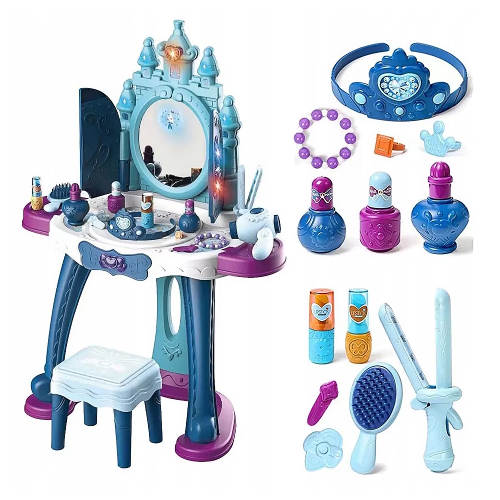 Masuta de machiaj cu oglinda + accesorii, cu baterii - imagine 3