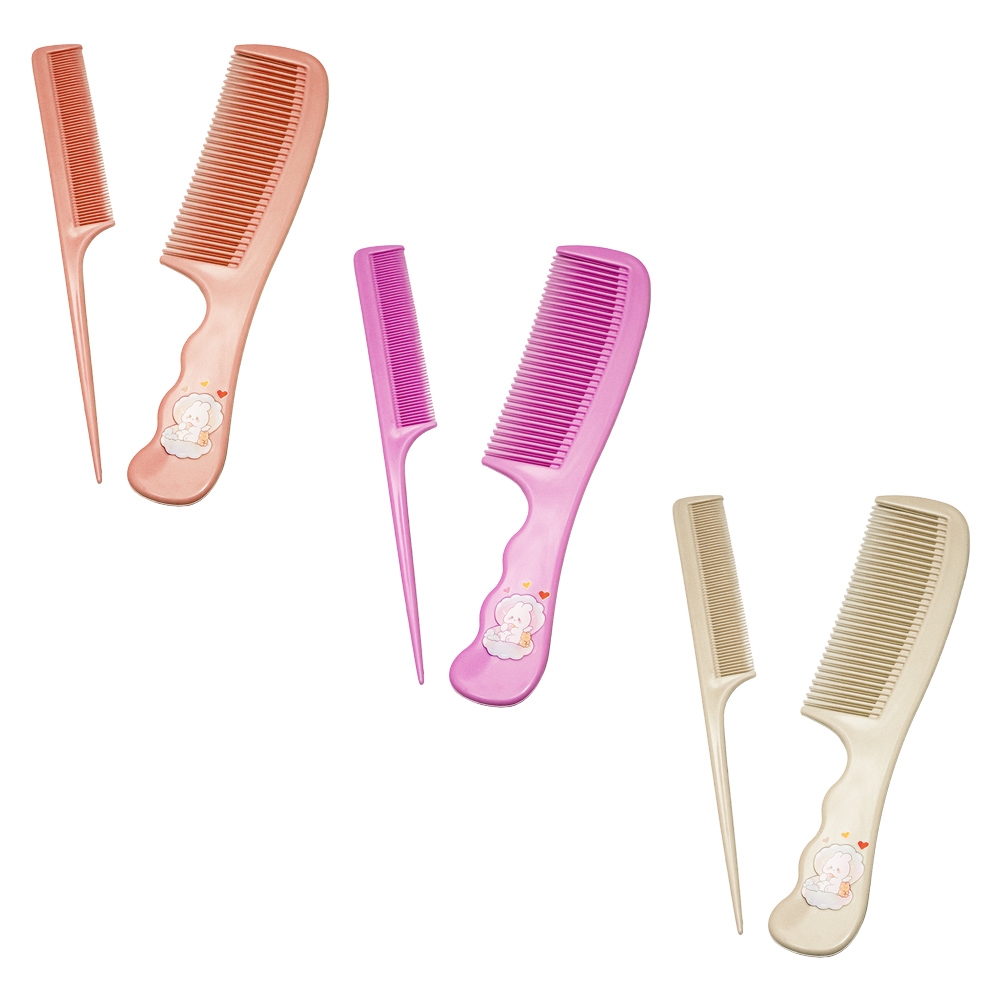 Pieptan cu maner, color, 2 buc/set