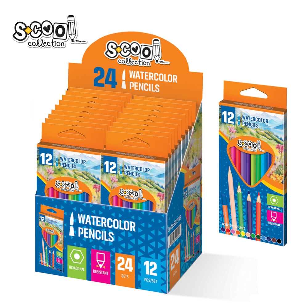Creioane color acuarele, 12 buc/set - S-COOL - imagine 4