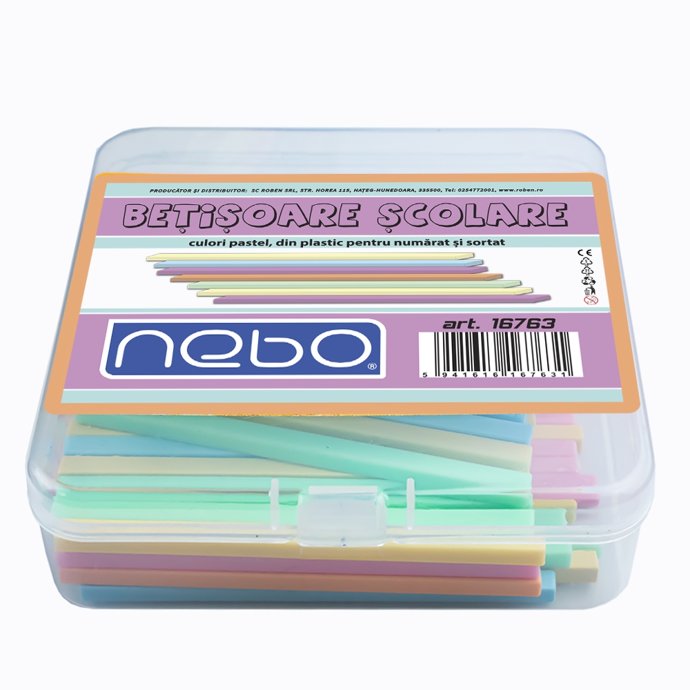 Betisoare scolare din plastic, culori pastel, 100 buc/set - NEBO - imagine 3