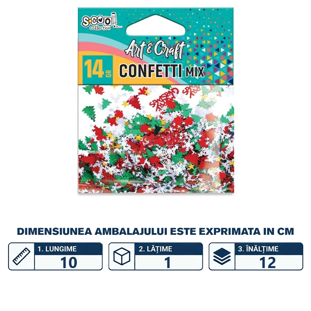 Accesorii craft, confetti modele Craciun, 14 gr - S-COOL - imagine 2