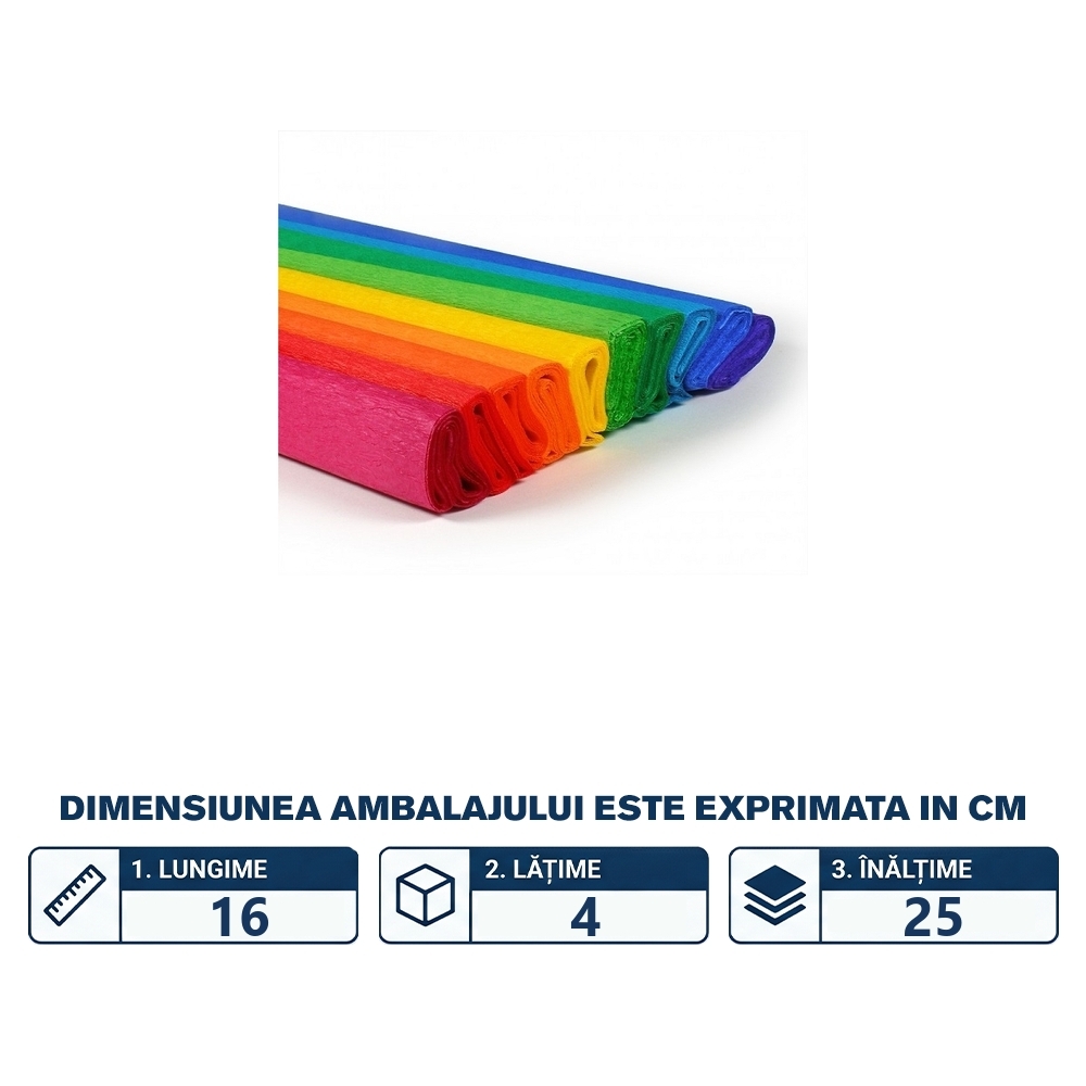Hartie creponata 200x25cm, Curcubeu, 10 buc/set - Koh-I-Noor - imagine 2