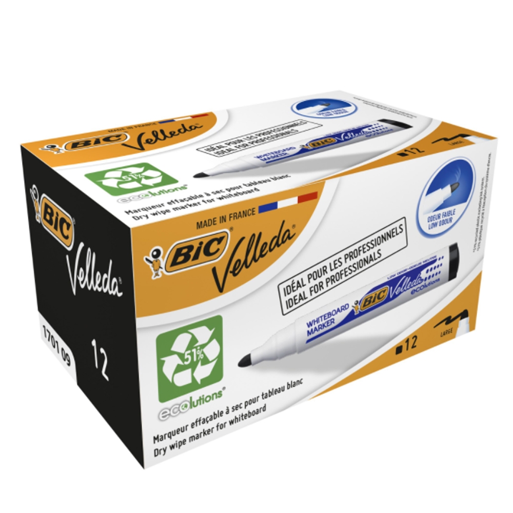 Marker ECO Velleda 1701 negru 12/cutie - BIC - imagine 4