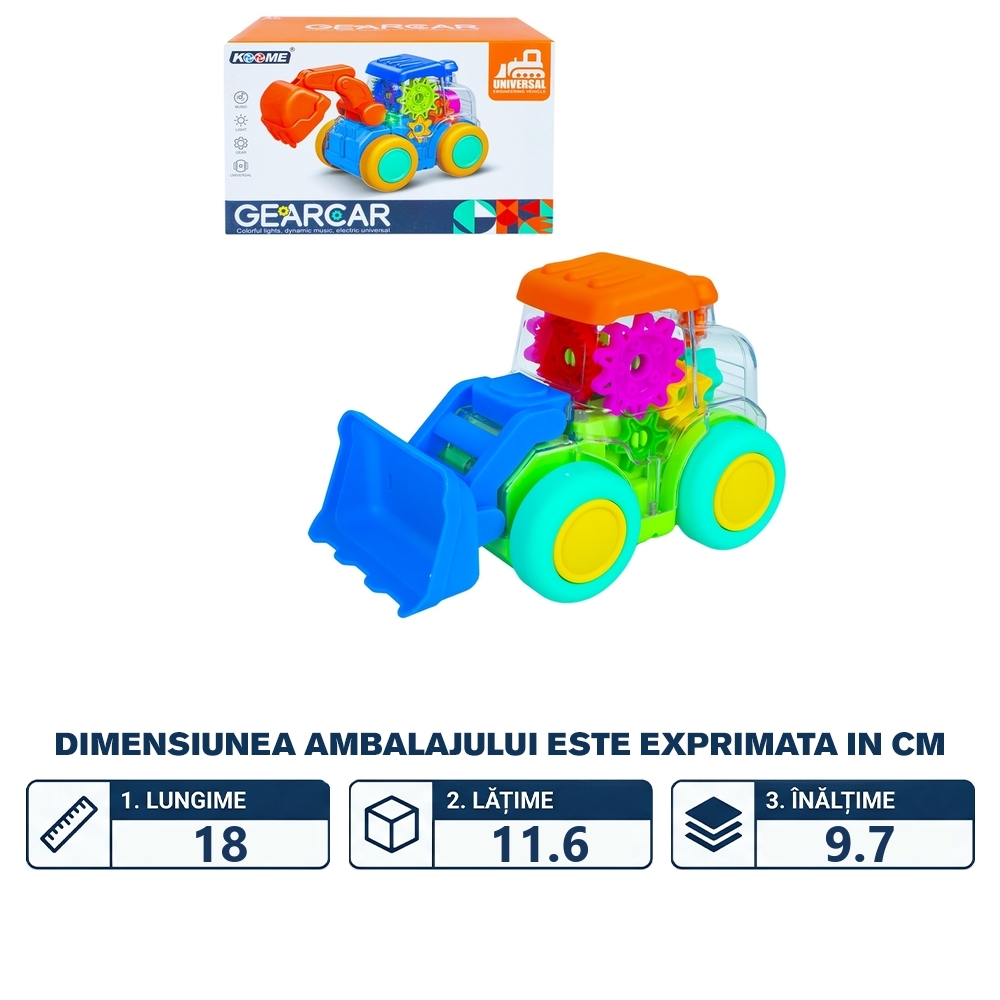 Excavator, carcasa transparenta, cu lumina si sunet - imagine 2