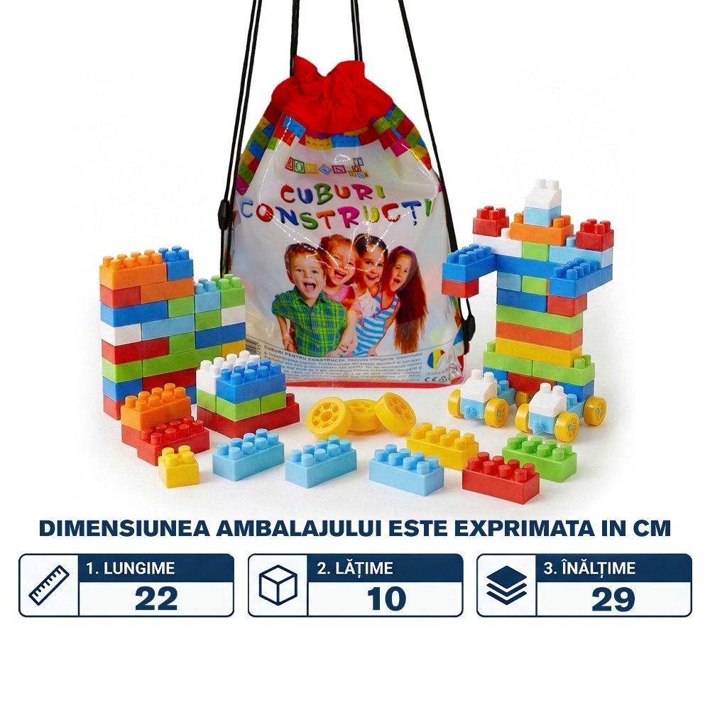 Cuburi constructii in rucsac, 320 piese/570g - ROBENTOYS - imagine 2
