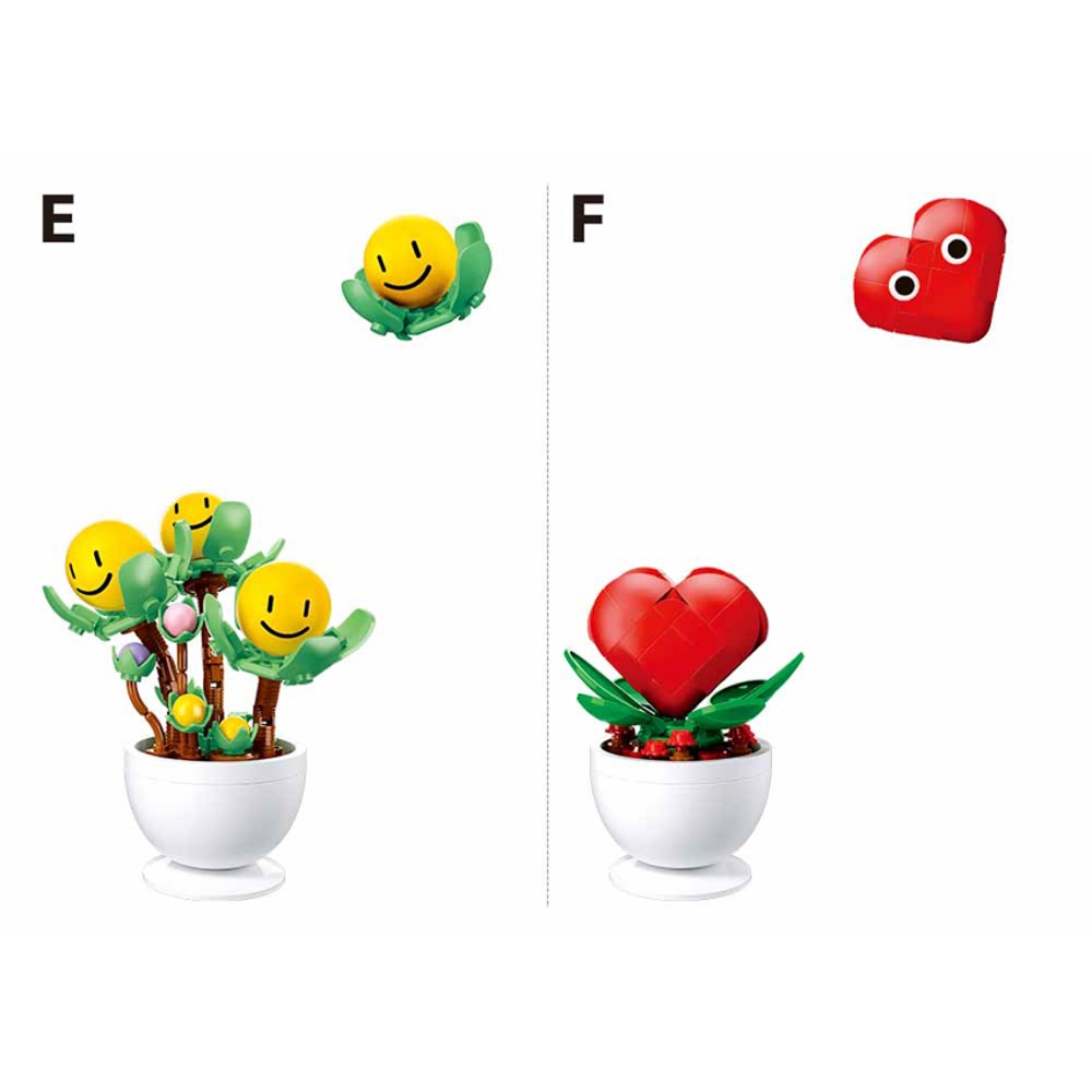 Set de constructie Flowers, 6 modele/display, Plante in ghiveci - Sluban - imagine 6