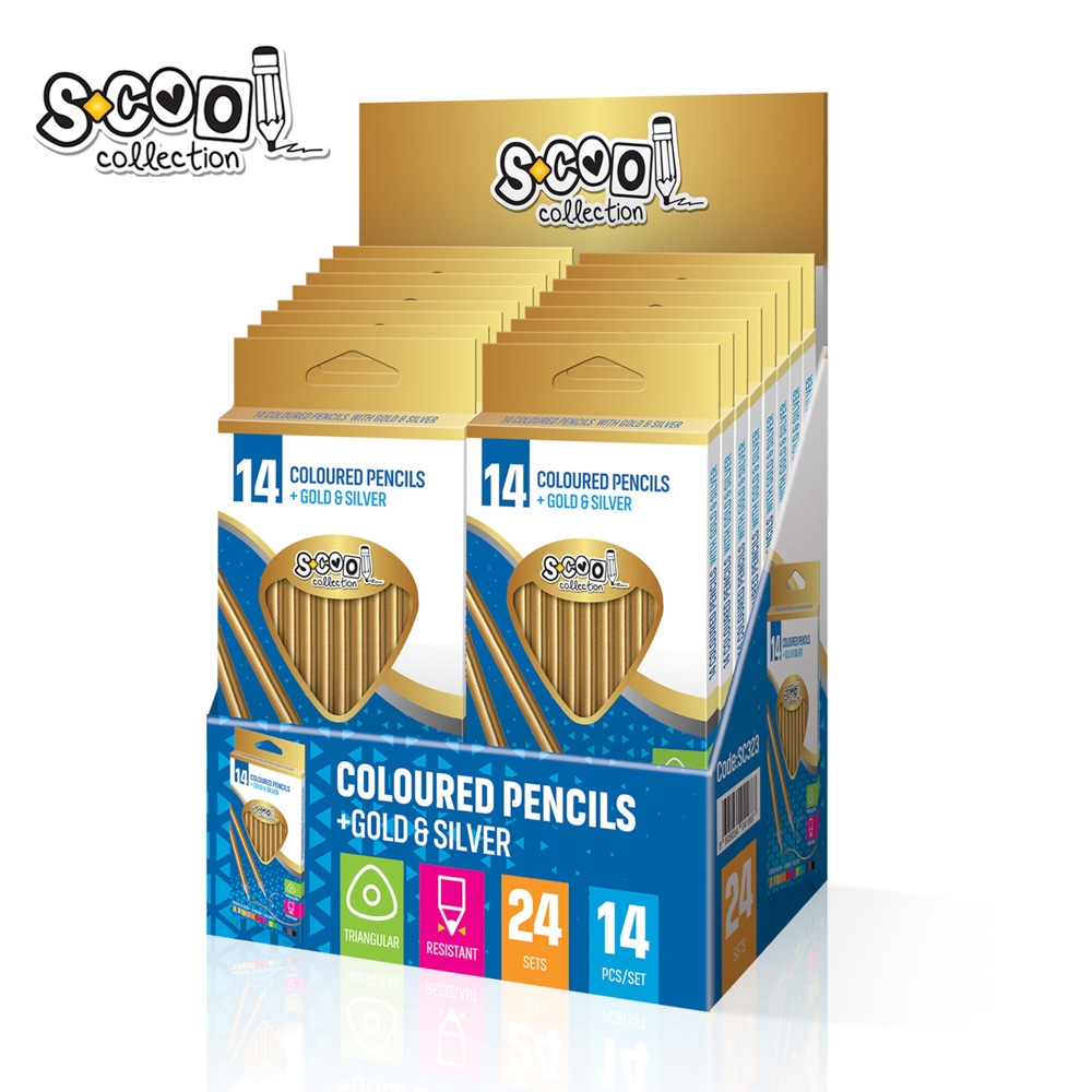 Creioane color,auriu,argintiu, 14 culori/set - S-COOL - imagine 5