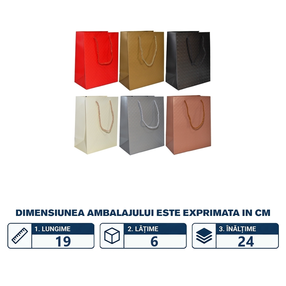 Punga cadou unicolora premium 18x23x10 cm - imagine 2