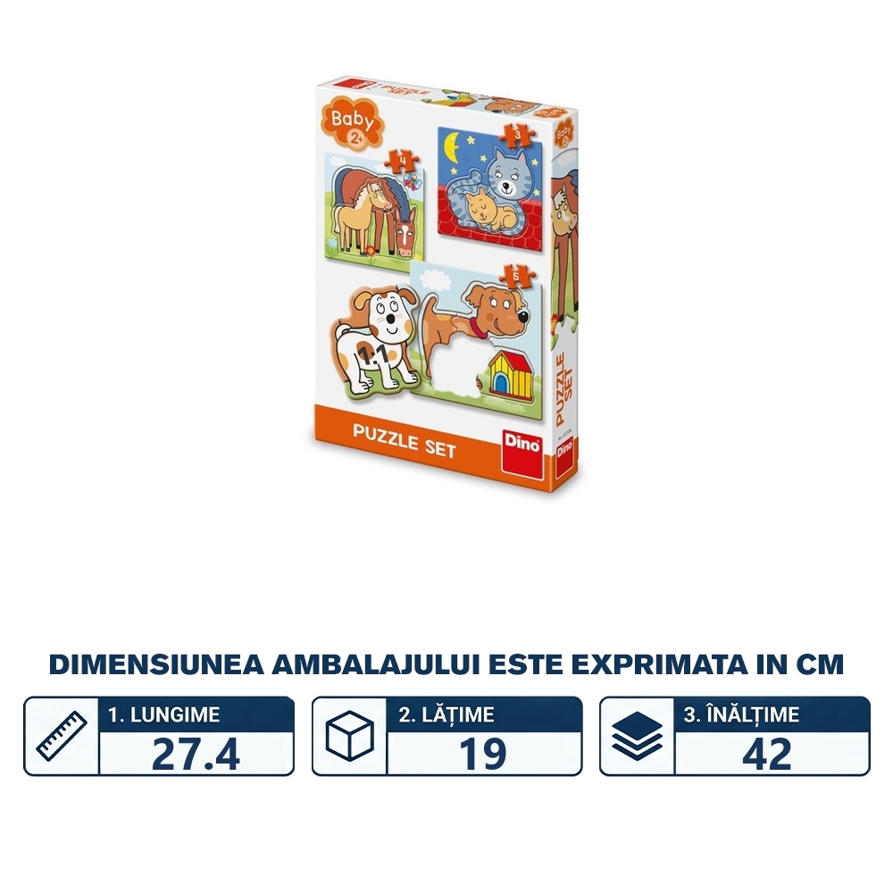 Puzzle 3 in 1, Animalele si puii lor - DINO TOYS - imagine 2