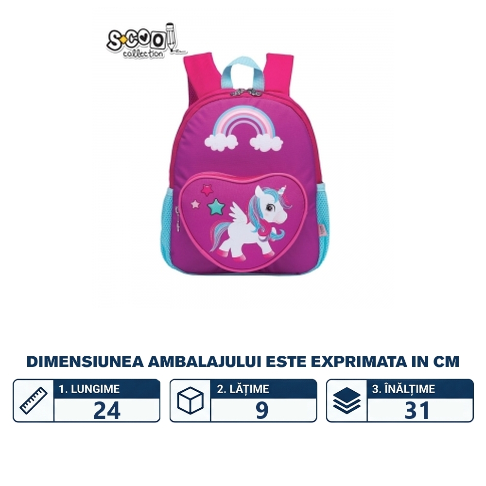 Ghiozdan gradinita, 31x24x9 cm, UNICORN - S-COOL - imagine 2