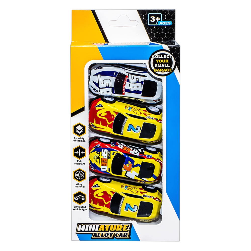 Masinute sport, cu frictiune, 6.8x3.1x2.3 cm, 4 buc/set - imagine 7