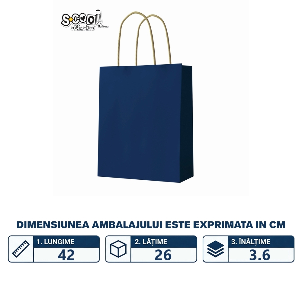 Punga hartie Craft, albastra, 26x32x12 cm, 150 gr - S-COOL - imagine 2