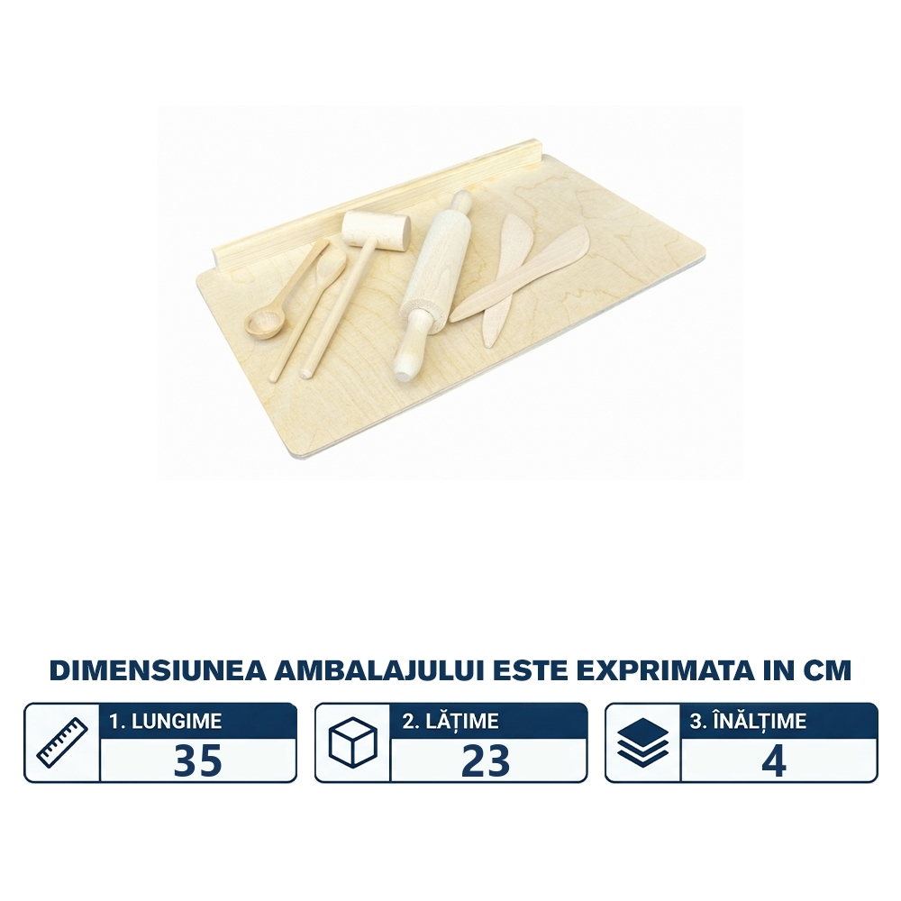 Set bucatarie - lemn natur, 7 piese - Tupiko - imagine 2