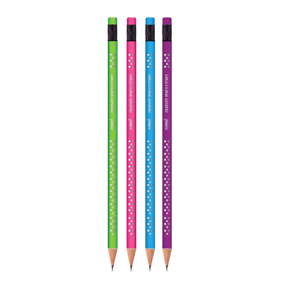 Creion grafit HB, Shining Star, 4 cul/blister- S-COOL - imagine 3