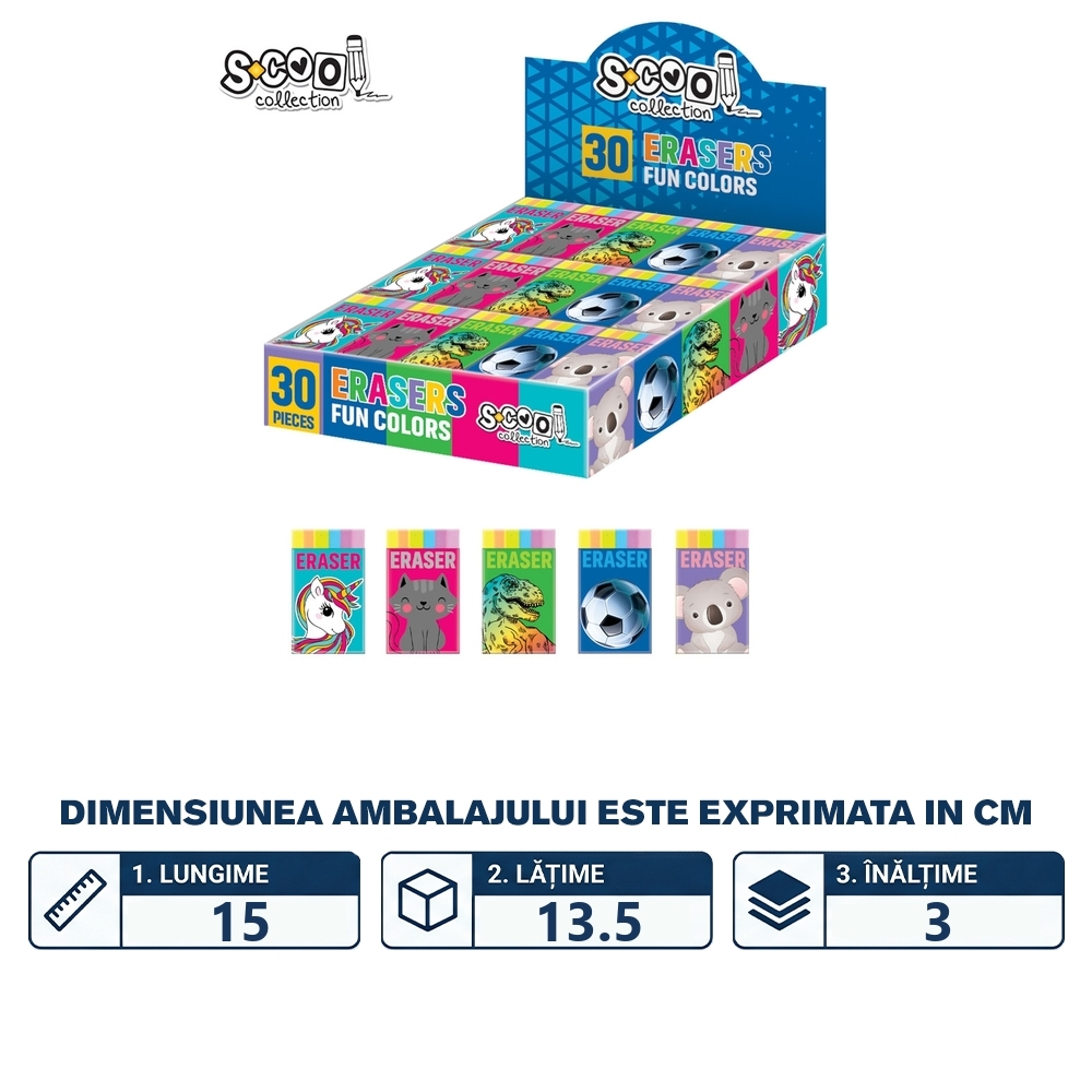 Radiera color, 30 buc/set - S-COOL - imagine 2