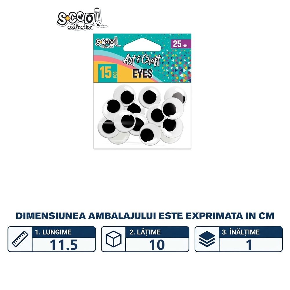 Accesorii craft, ochisori, 25 mm, 15 buc/set - S-COOL - imagine 2