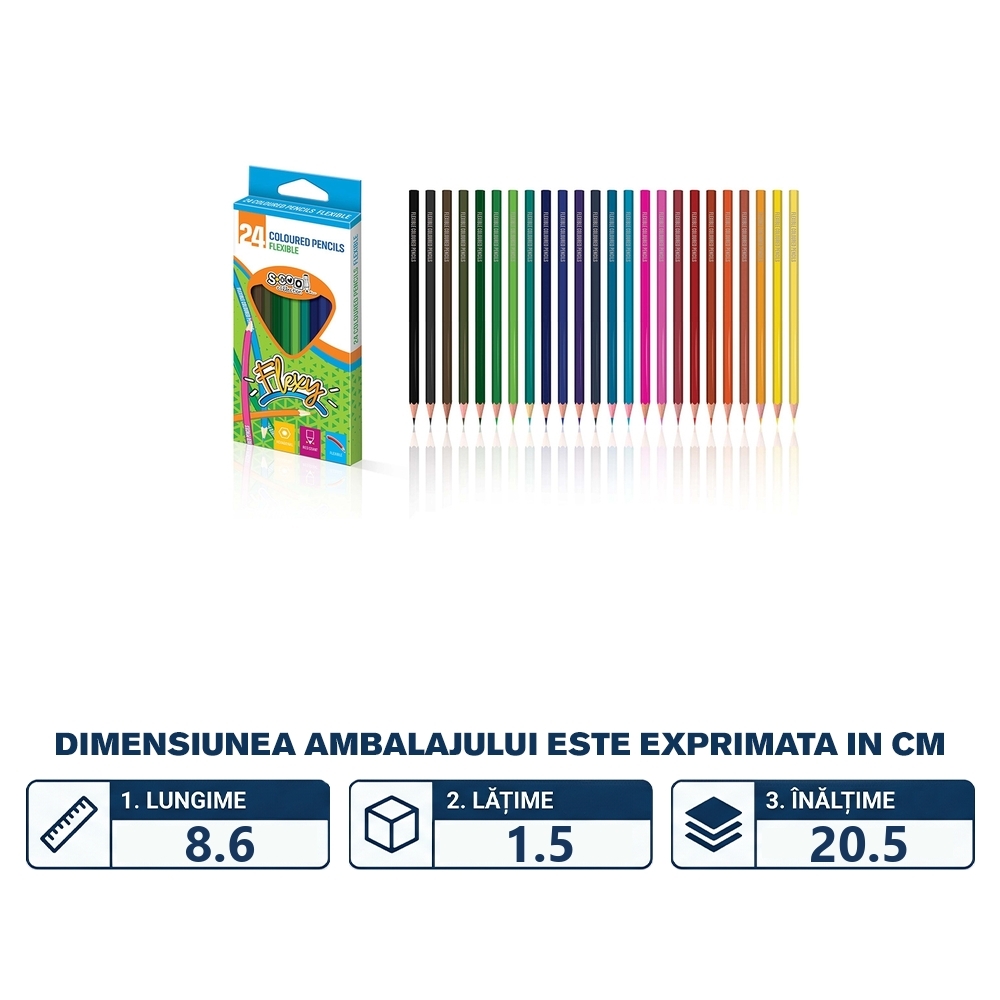 Creioane color, flexibile, 24 culori/set - S-COOL - imagine 2