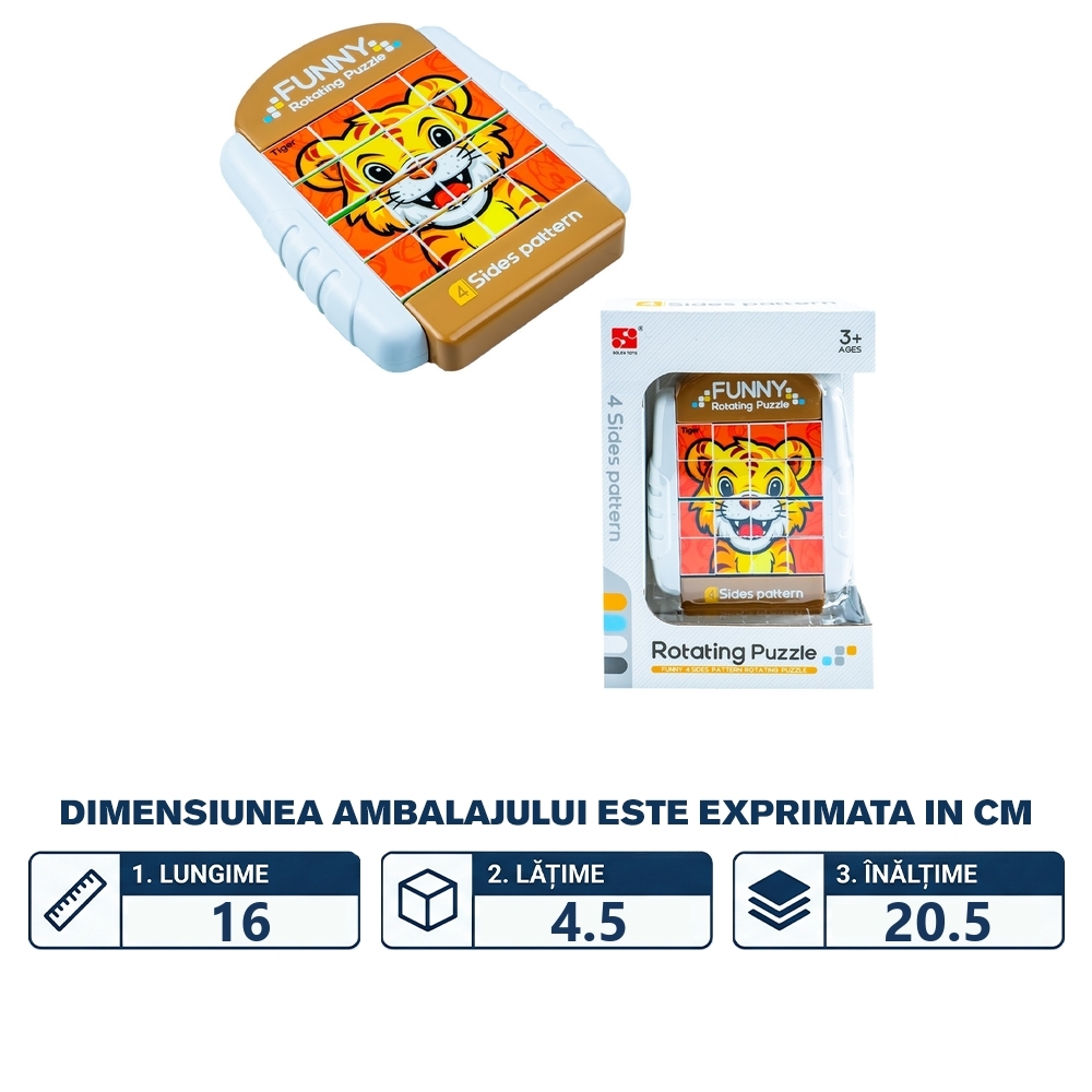 Puzzle educativ, cu 4 fete, Animale - imagine 2