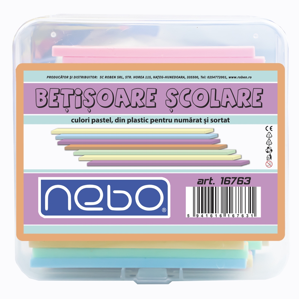 Betisoare scolare din plastic, culori pastel, 100 buc/set - NEBO - imagine 5