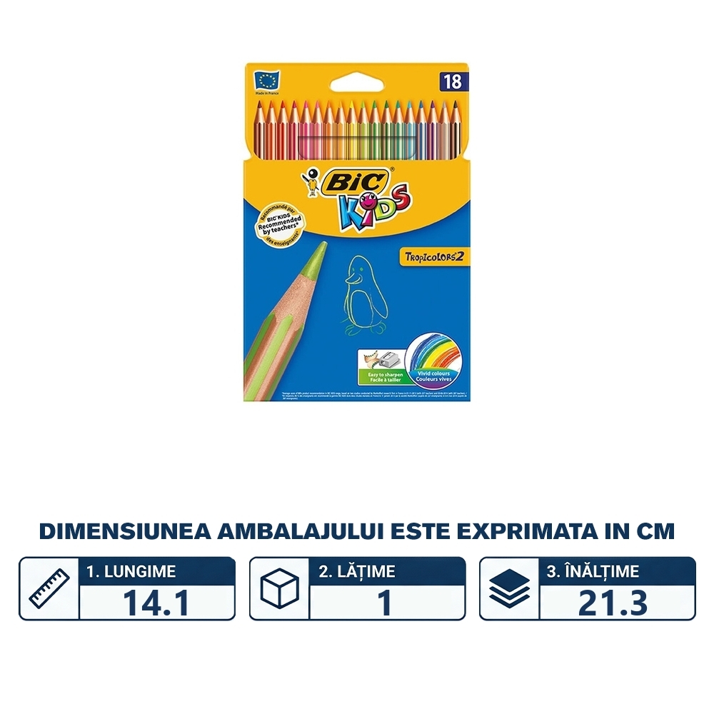 Creioane colorate Tropicolors set 18 - BIC - imagine 2