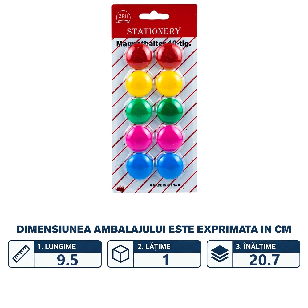 Magneti color, rotunzi, 30mm, 10 buc/set - imagine 2