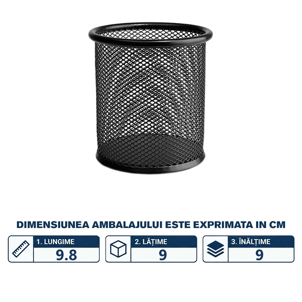 Suport birou MESH, rotund, negru - OFFISHOP - imagine 2
