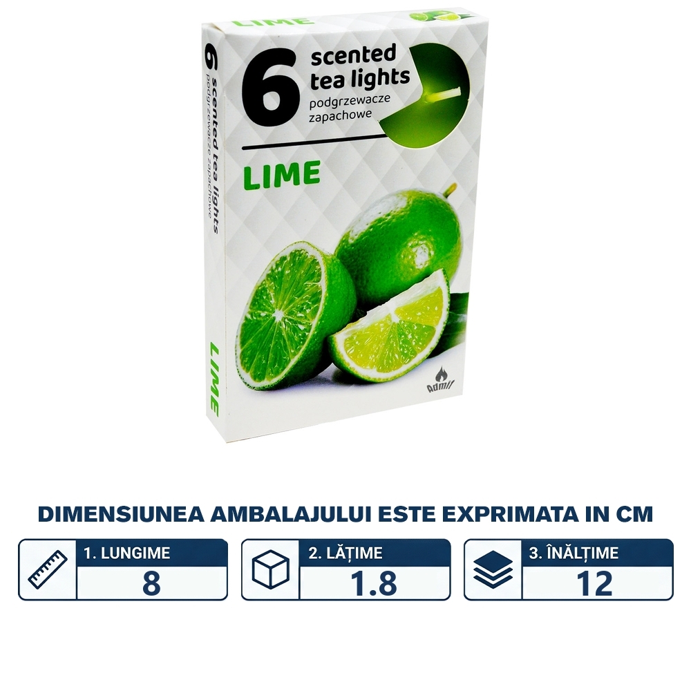 Lumanari pastila, Lime, diametru 2cm, 6 buc/set - imagine 2