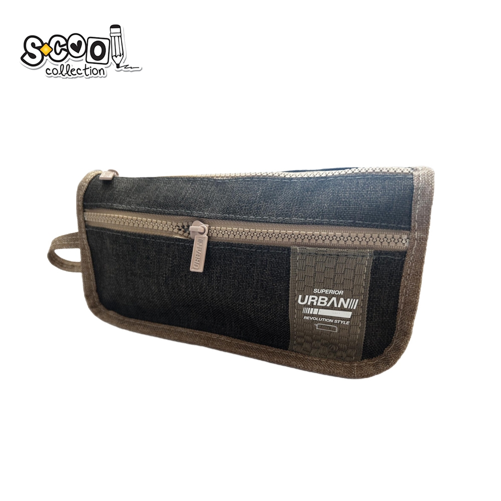 Penar borseta Urban, 2 fermoare, BROWN, 22.5x7x12 cm - S-COOL
