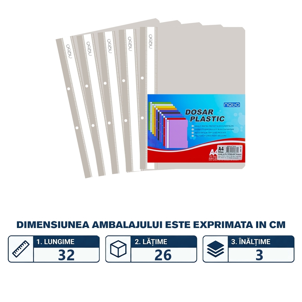 Dosar plastic A4, Gri - NEBO - imagine 2