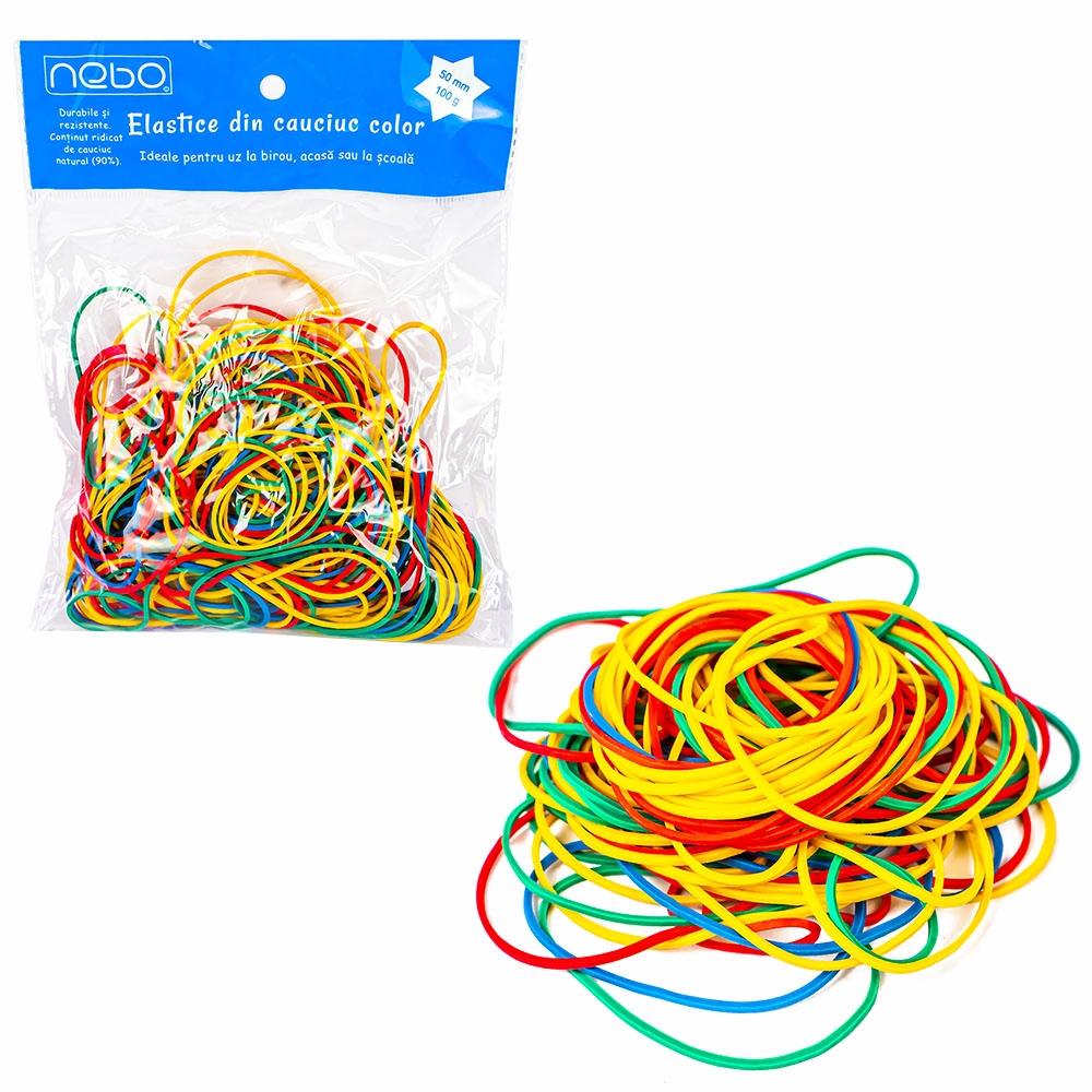 Elastice cauciuc, color, 50 mm, 100 g - NEBO - imagine 4