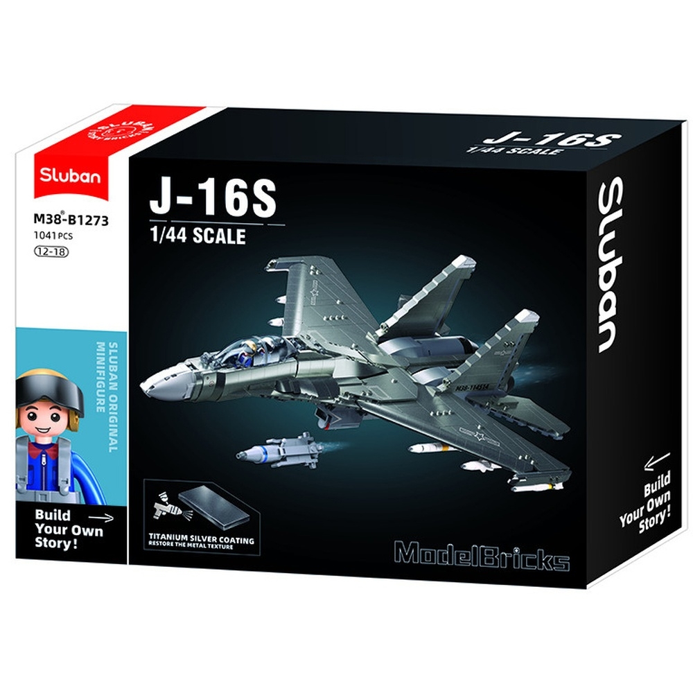 Set de constructie Machete, 1041 piese, Avion de vanatoare J-16 1:44 - Sluban