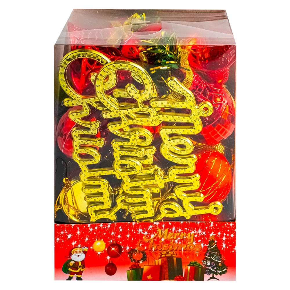 Globuri pom Craciun, Rosii, 28 buc/set