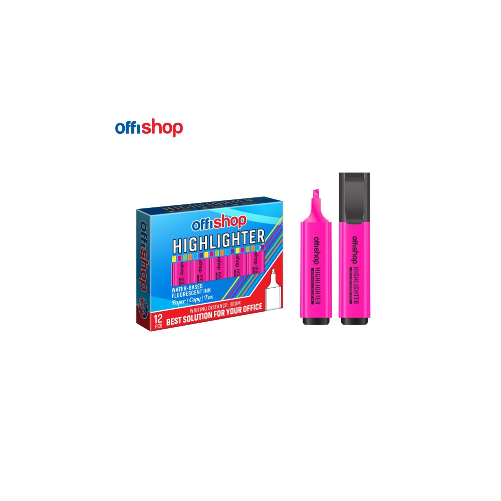 Textmarker fluorescent roz, 1-5mm, 12 buc/set - OFFISHOP