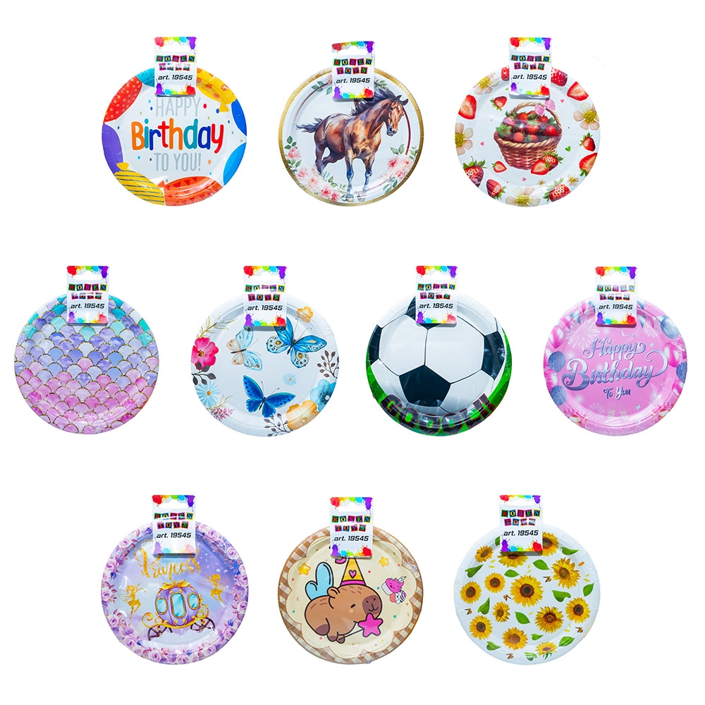 Farfurii party, din carton, diverse modele, 18 cm, 230g, 10 buc/set - ROBENTOYS