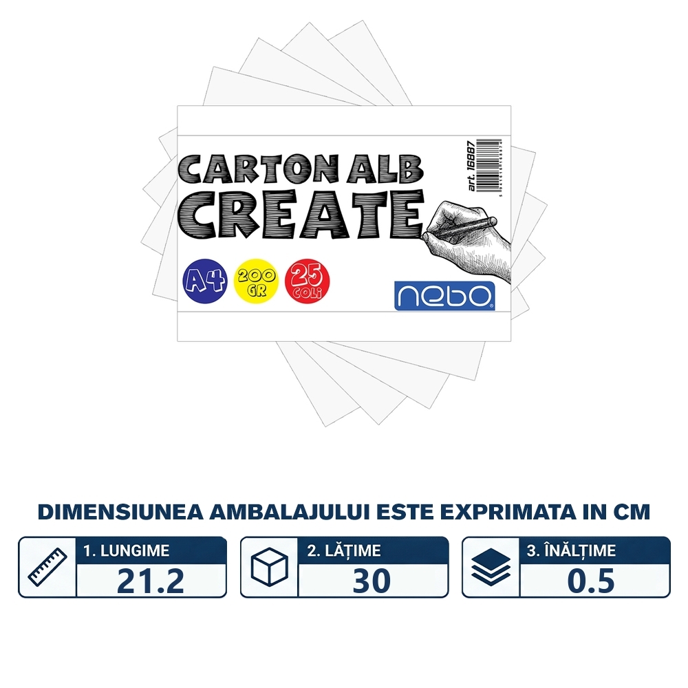 Carton alb A4, 200g, 25 coli/set - NEBO - imagine 2
