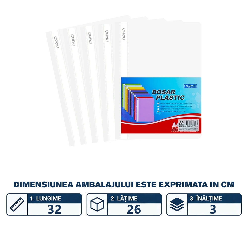 Dosar plastic A4, Alb - NEBO - imagine 2