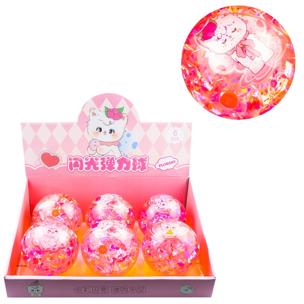 Minge cauciuc, cu led, 10 cm - Pisica/Confetti