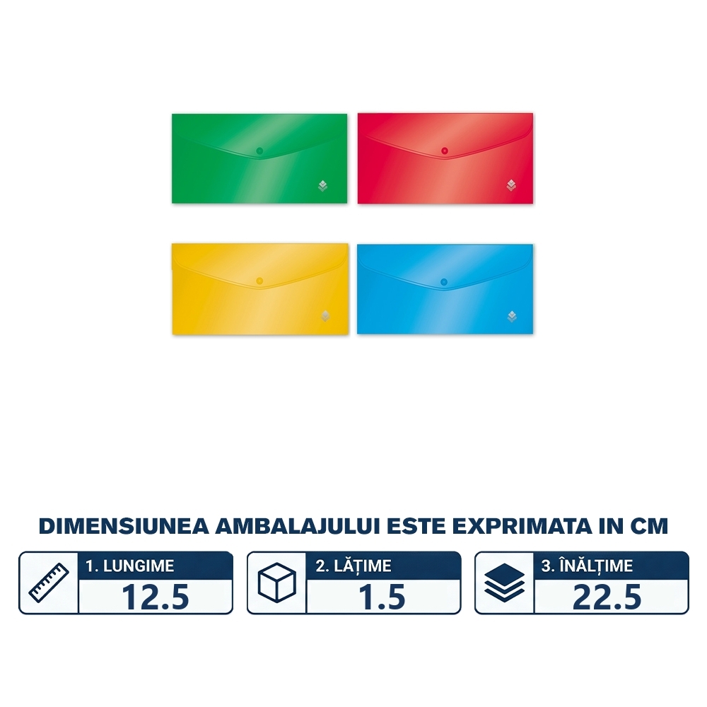 Mapa DL cu buton, 125x225mm - OFFISHOP - imagine 2