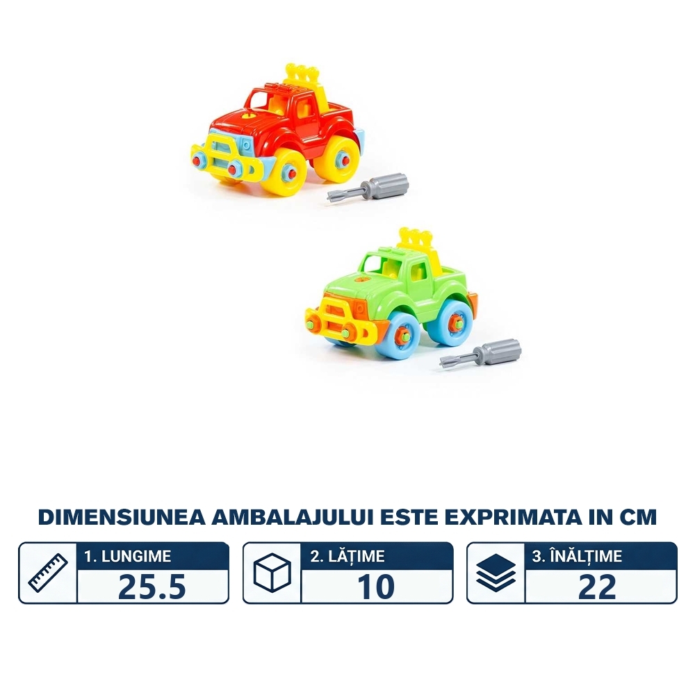 Jeep demontabil, 25,5x10x22 cm, Polesie - imagine 2
