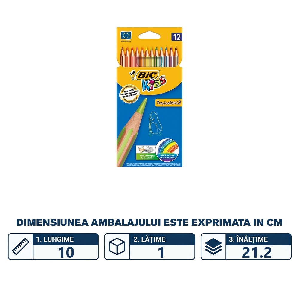 Creioane colorate Tropicolors set 12 - BIC - imagine 2