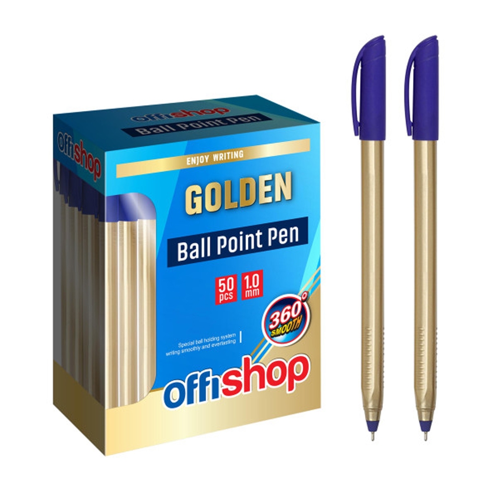 Pix cu capac, Golden, mina albastra, 50 buc/set - OFFISHOP