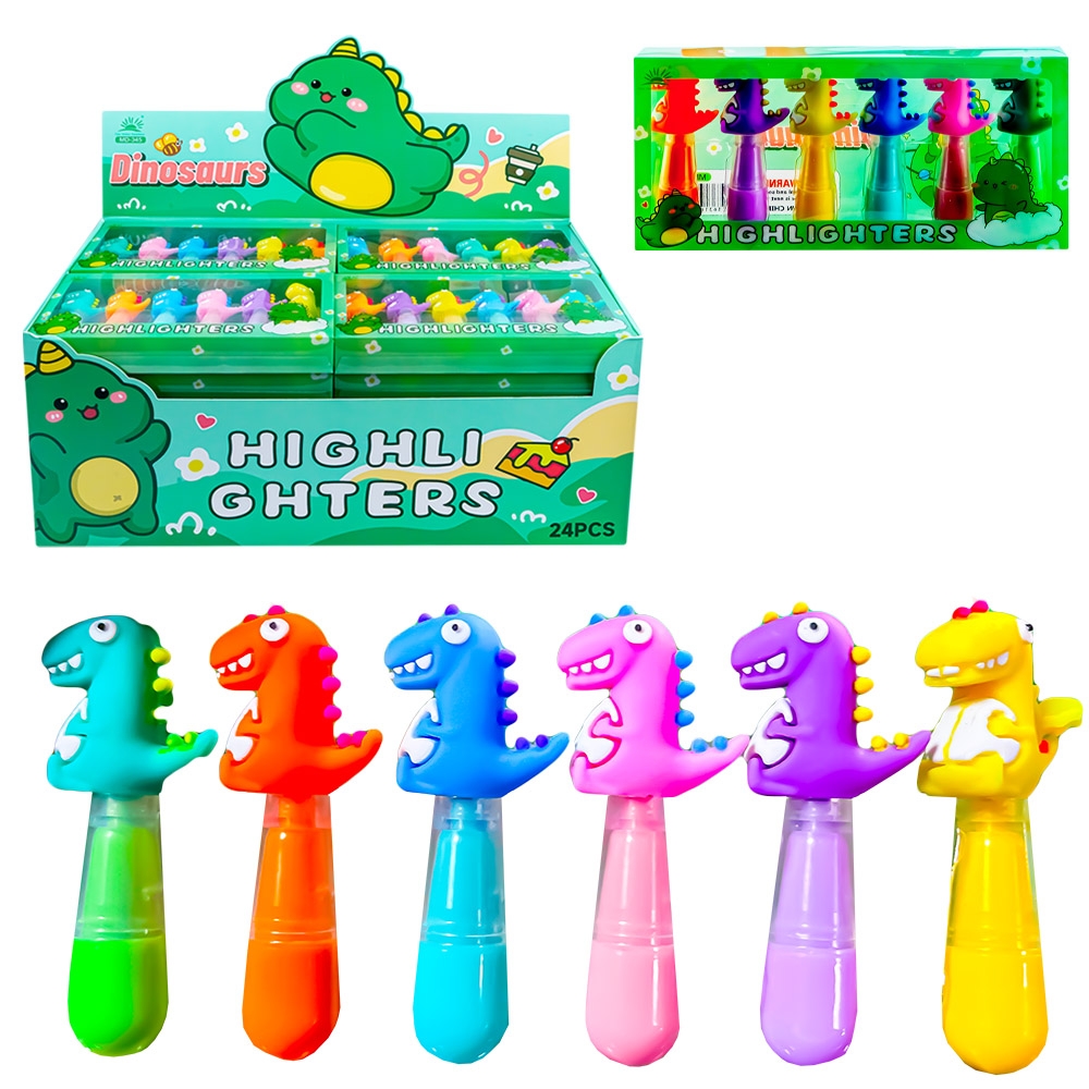 Text marker, 6 culori/set, Dinozaur