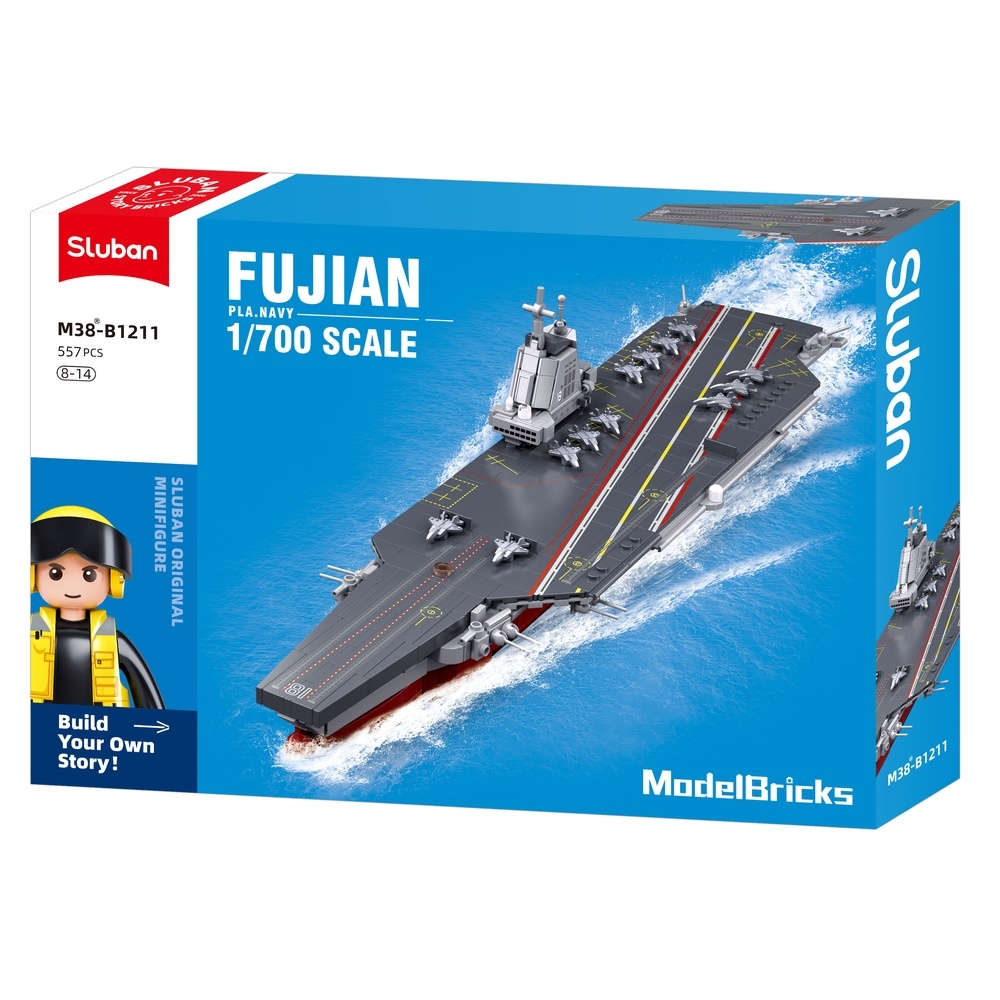 Set de constructie Machete, 557 piese, Portavionul Fujian 1:700 - Sluban